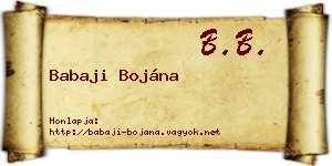 Babaji Bojána névjegykártya